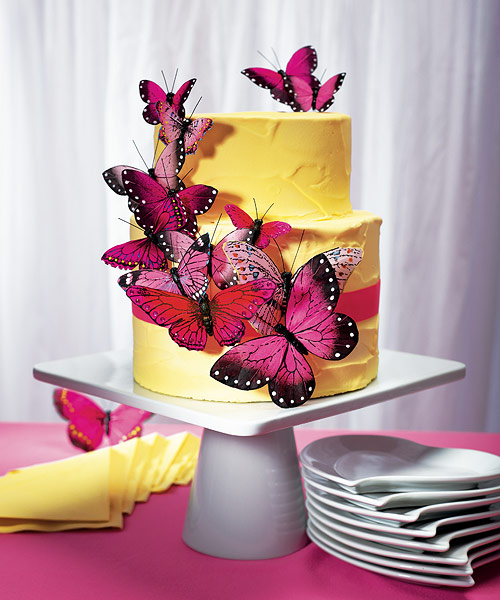 Pink Wedding Cake Decorations Butterflies