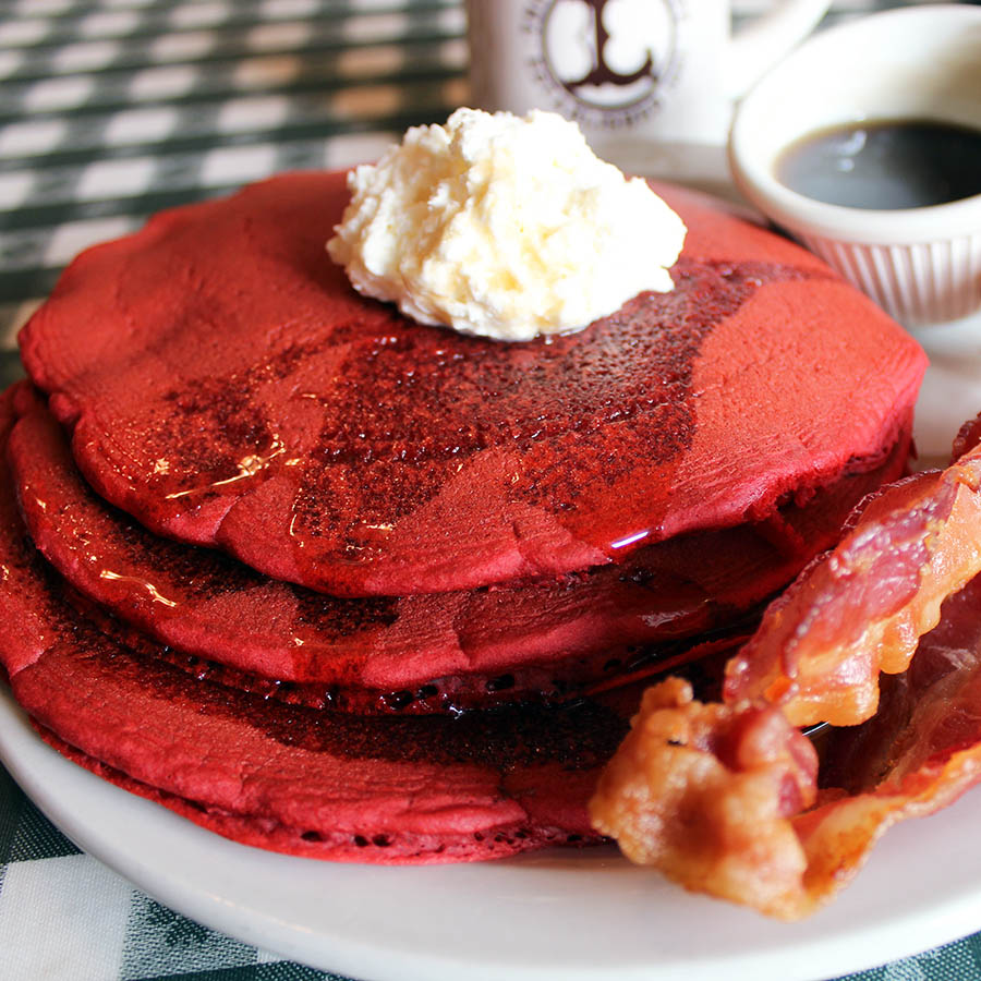 Red Velvet Pancakes with Cream Cheese Red Velvet Pancakes with Cream Cheese