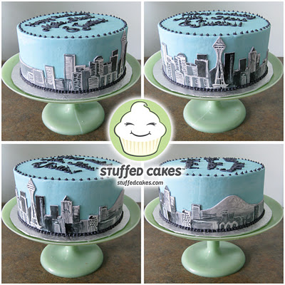 Seattle Skyline Birthday Cake