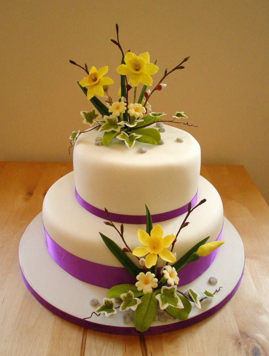 Spring Wedding Cake with Flowers