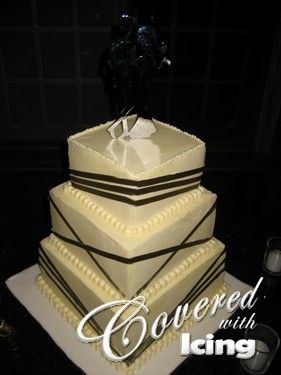 Square Wedding Cake with Ribbon