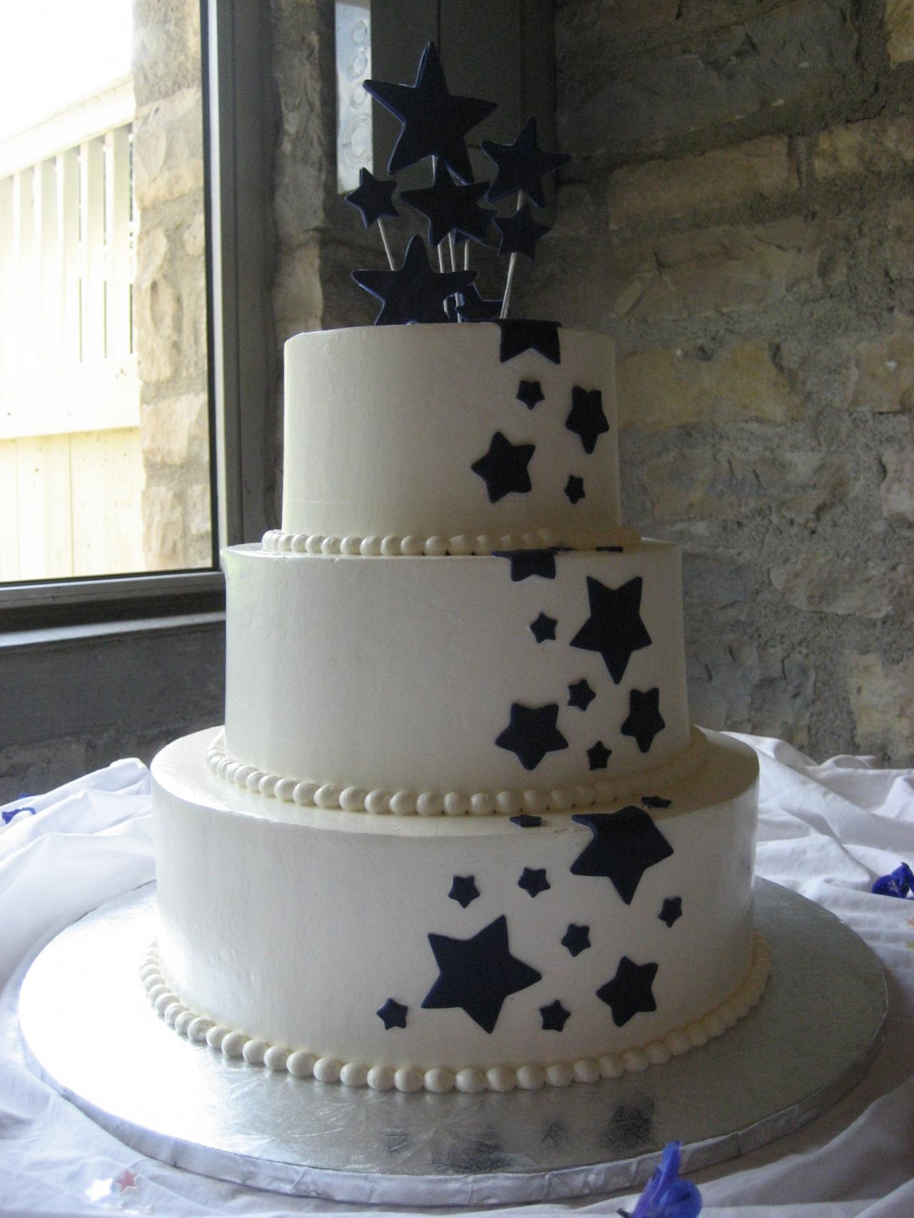 Star Blue and Silver Wedding Cake