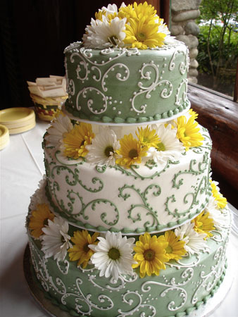 Sunflower in Blue and Yellow Wedding Cake
