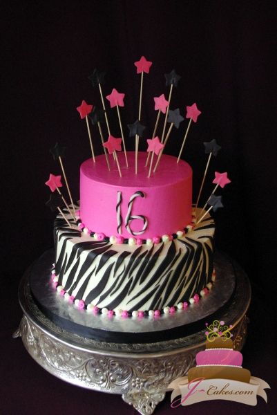 Sweet 16 Cake Pink Black and White