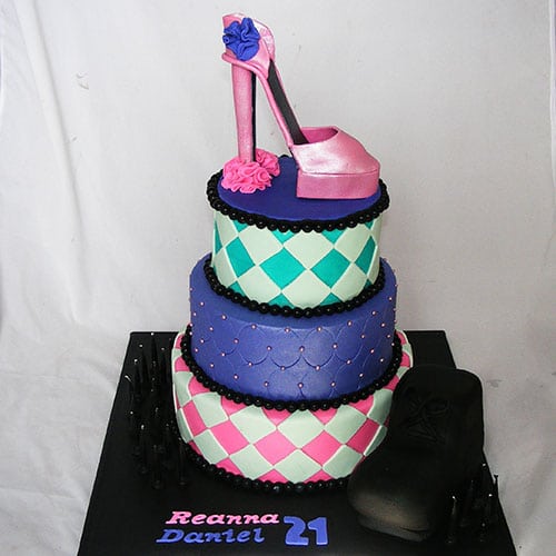 Three-Tiered Cake Decorated