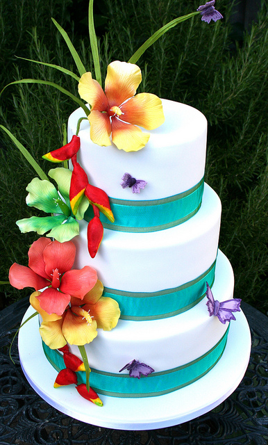Tropical Flowers Wedding Cake Tropical Flowers Wedding Cake
