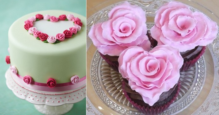 6 Photos of Valentine Rose Cakes