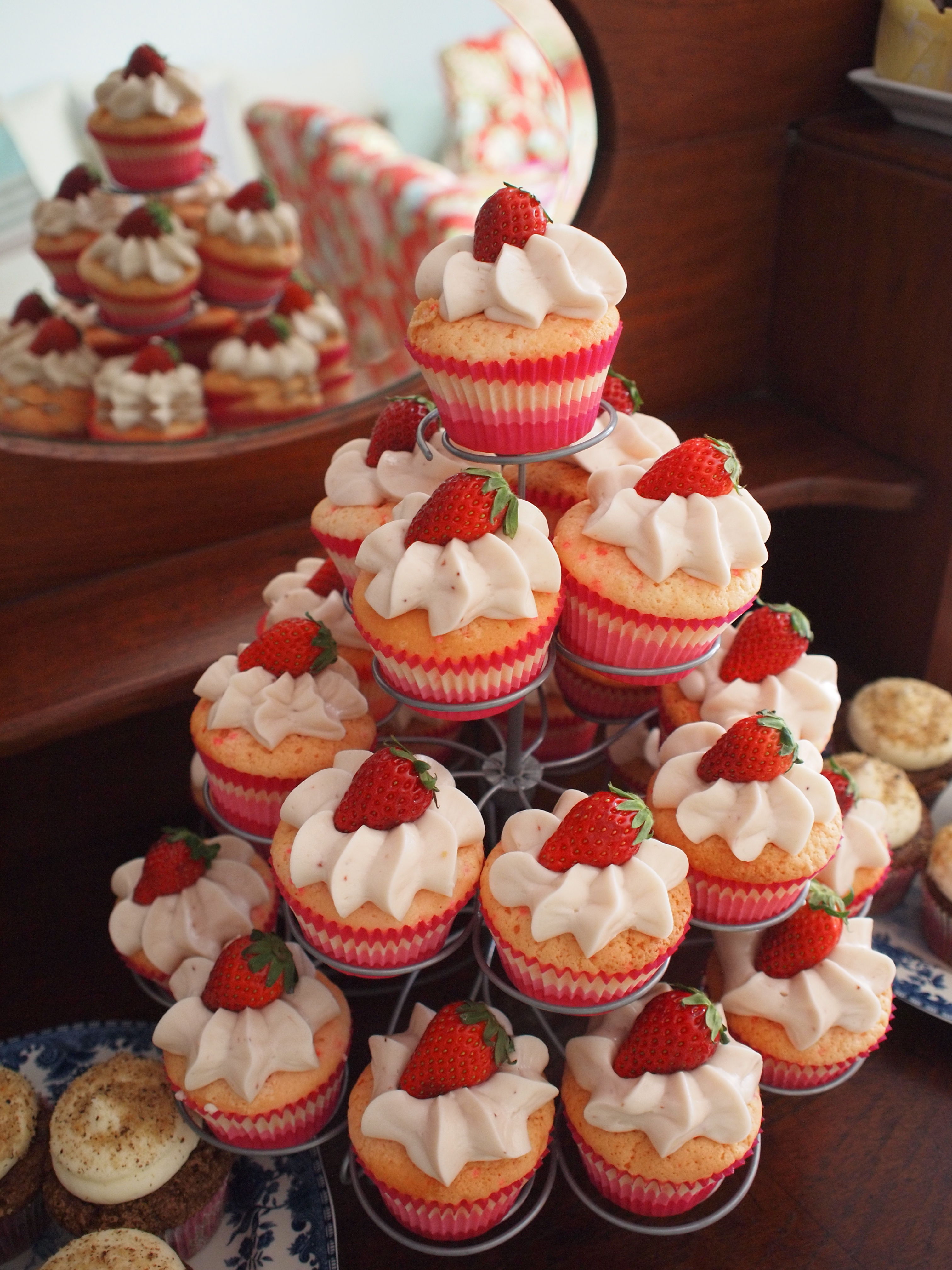 Vanilla Strawberry Cupcakes Baby Shower