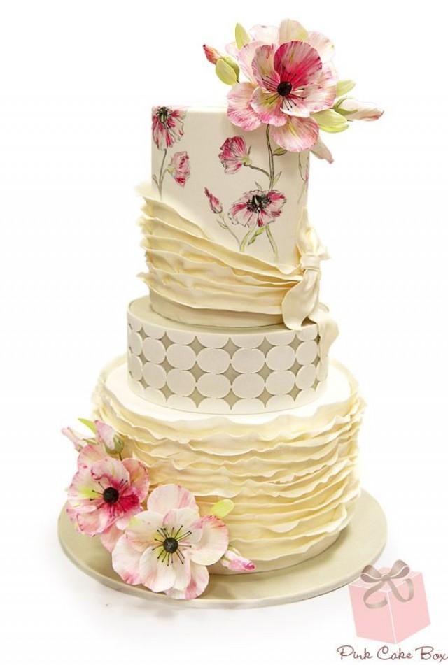 Wedding Cake with Flowers Painted Wedding Cake with Flowers Painted