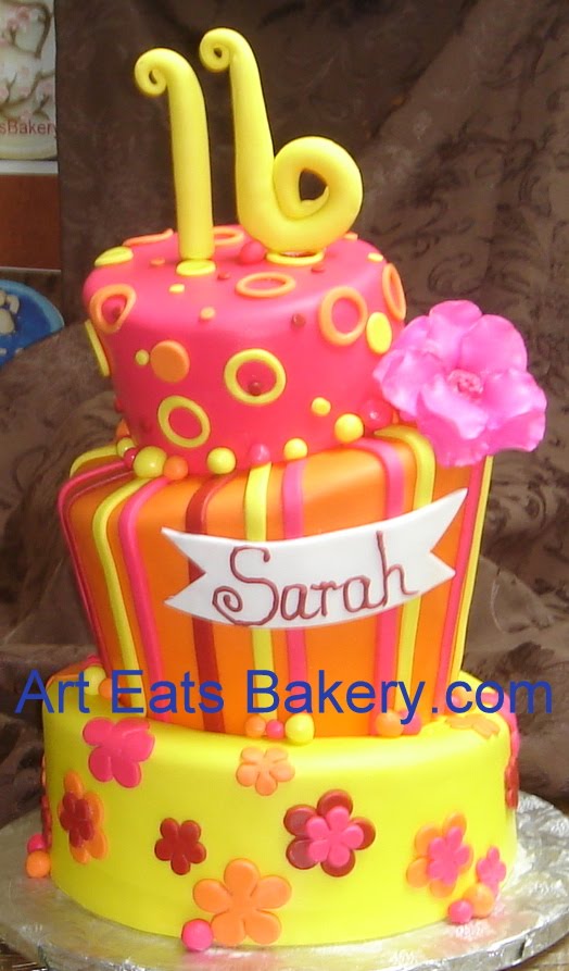 Yellow and Pink Sweet 16 Cakes Yellow and Pink Sweet 16 Cakes