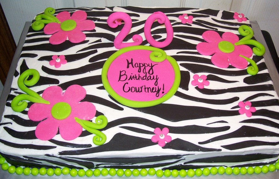 Zebra Print Birthday Sheet Cake