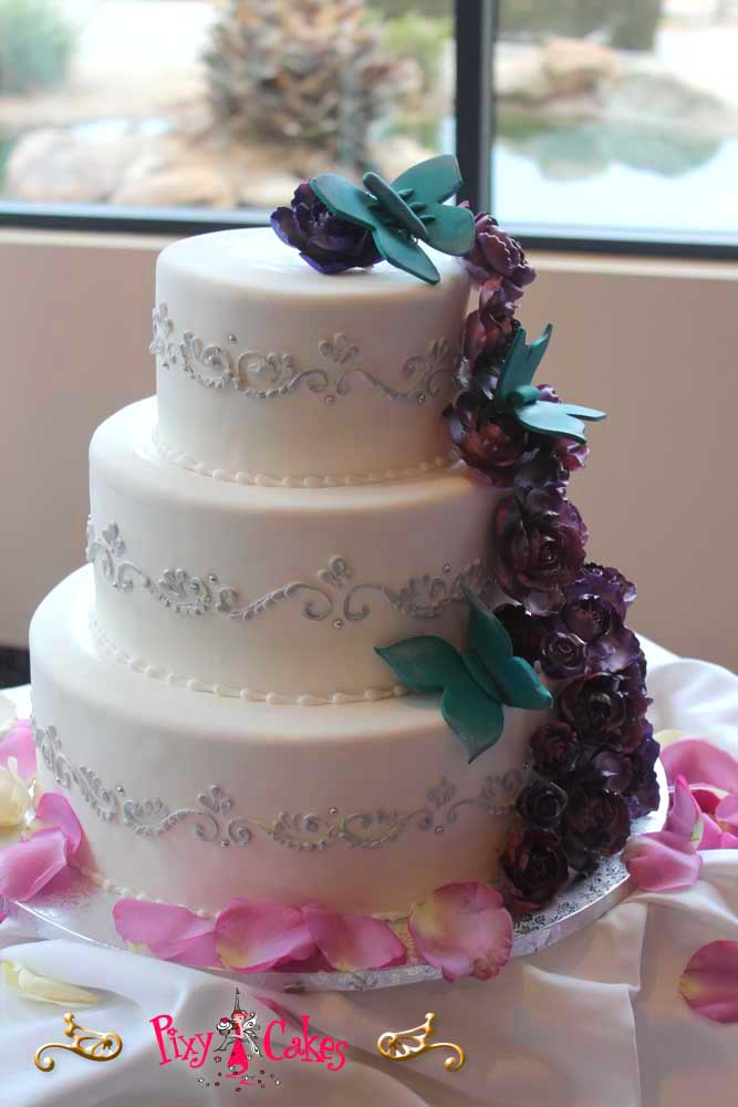 3 Tier Wedding Cake Purple Blue