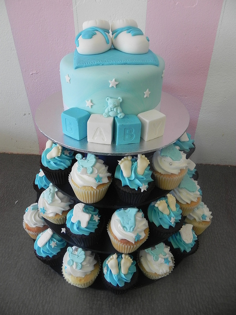 Baby Boy Shower Cupcake Tower Cake Baby Boy Shower Cupcake Tower Cake