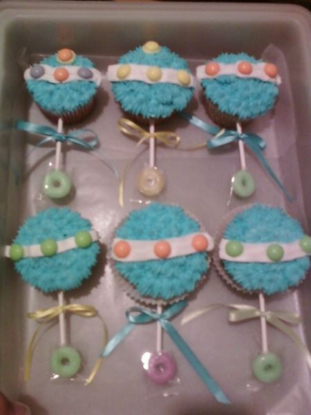 Baby Shower Rattle Cupcake Cake