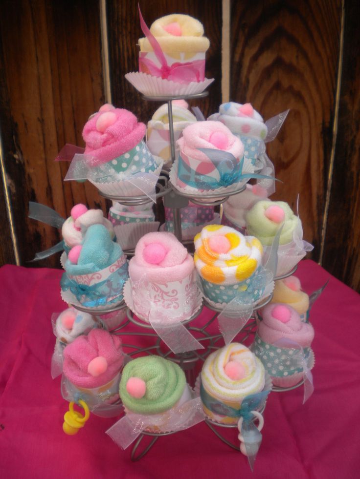 Baby Shower Wash Cloth Cup Cakes