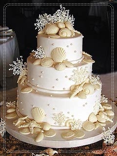 Beach Theme Wedding Cake Ivory