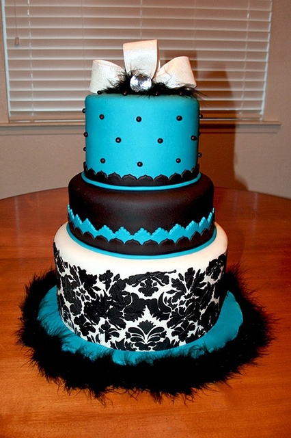 Black and Teal Birthday Cake Black and Teal Birthday Cake