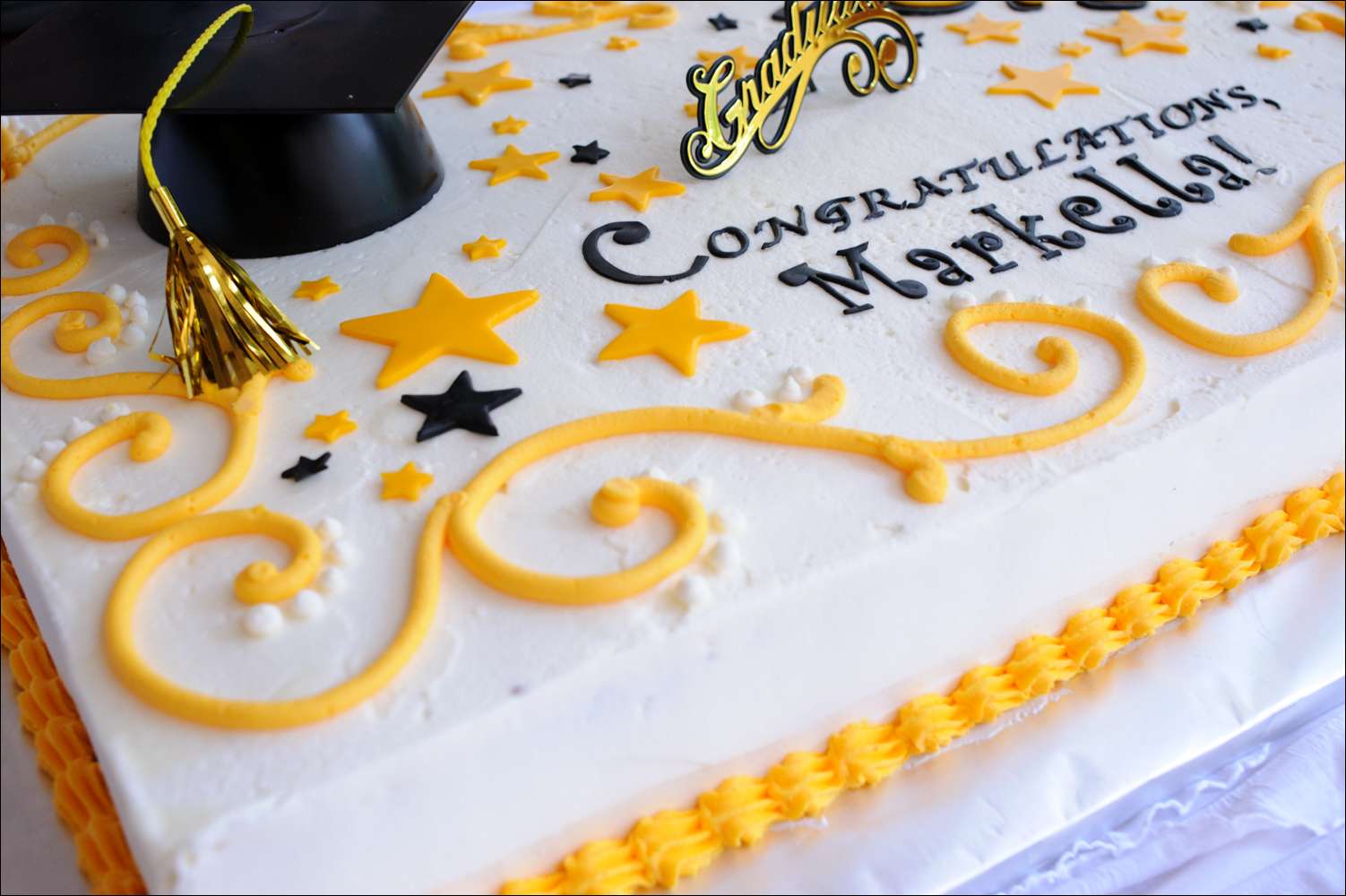 Black and Yellow Graduation Cake