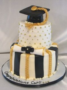 Black and Yellow Graduation Cake