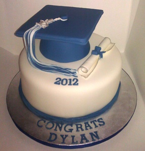 Blue and White Graduation Cake Blue and White Graduation Cake