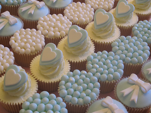Blue and White Wedding Cupcakes