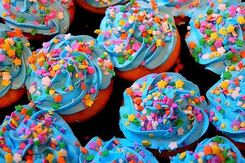 Blue Cupcake with Sprinkles