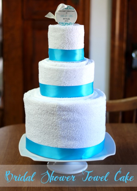 Bridal Shower Cake Made with Towels