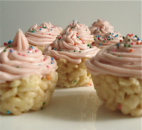 Cake Batter Rice Krispie Treat Cupcakes
