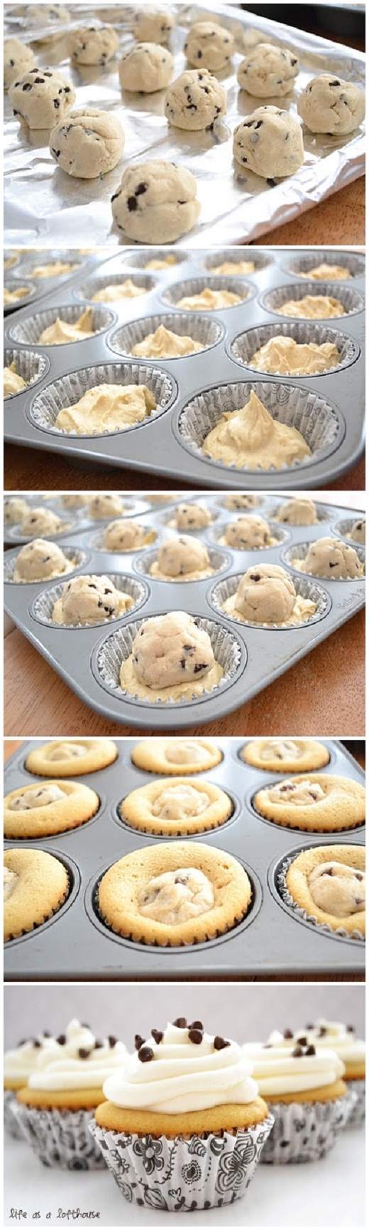 Chocolate Chip Cookie Dough Cupcakes