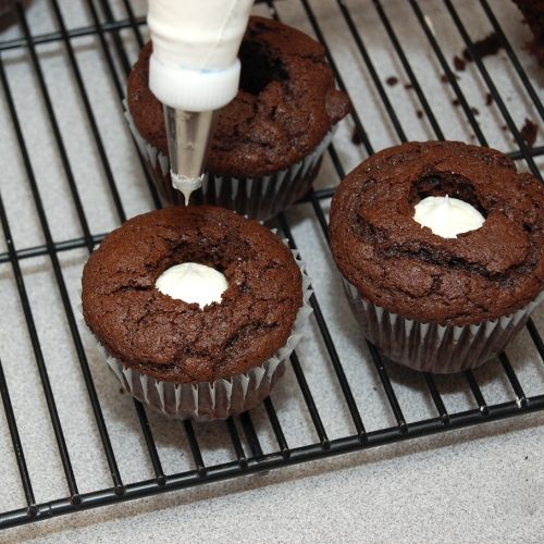Chocolate Cupcakes with Marshmallow Filling