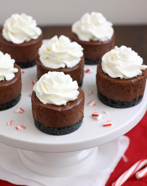 Chocolate Peppermint Mini Cheesecakes