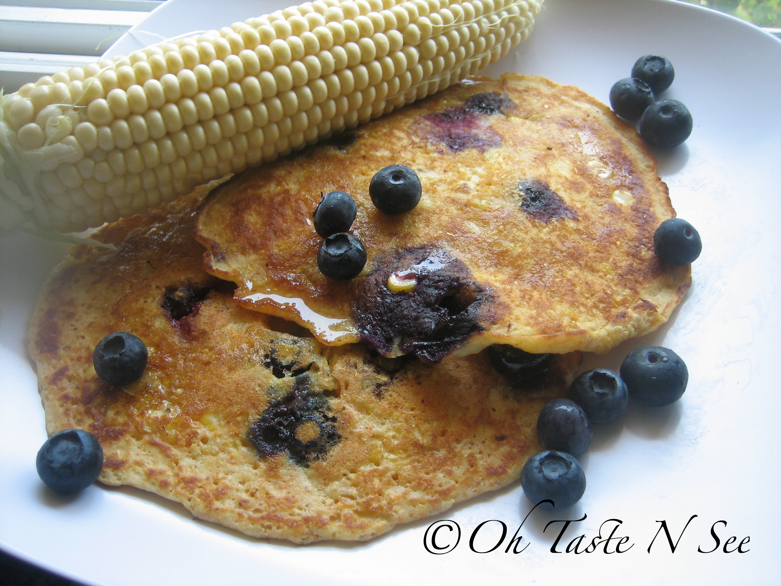 Corn and Blueberry Pancakes