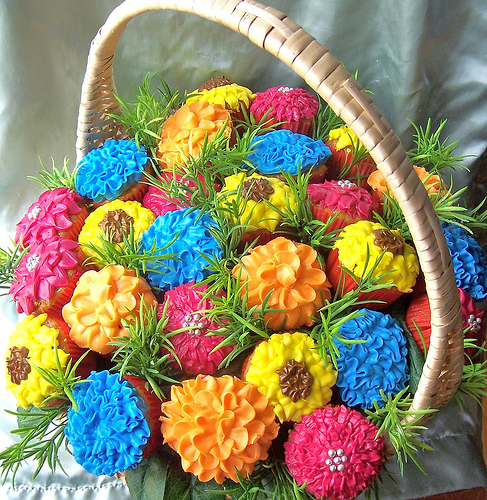 Cupcake Flower Basket Cake