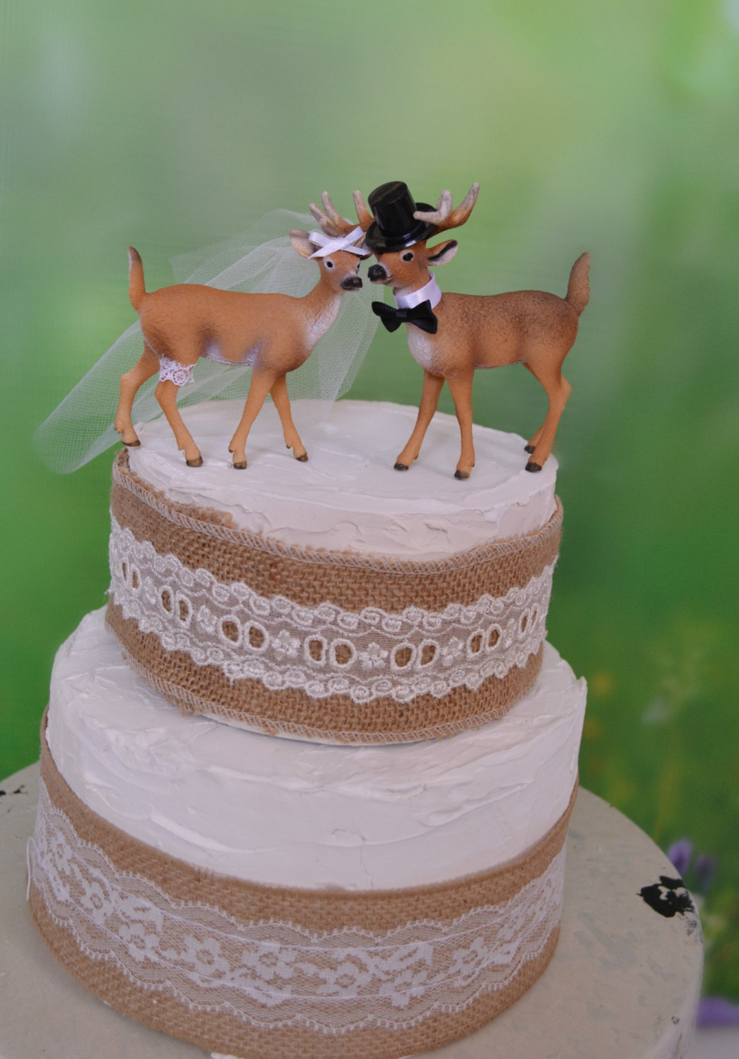 Deer Antler Wedding Cake Toppers