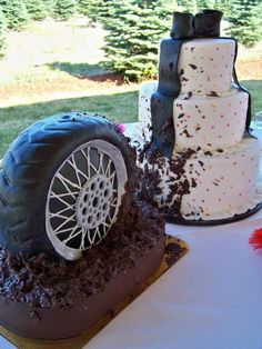 Dirt Bike Tire Wedding Cake