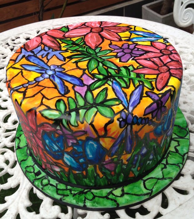 Dragonfly Stained Glass Cake