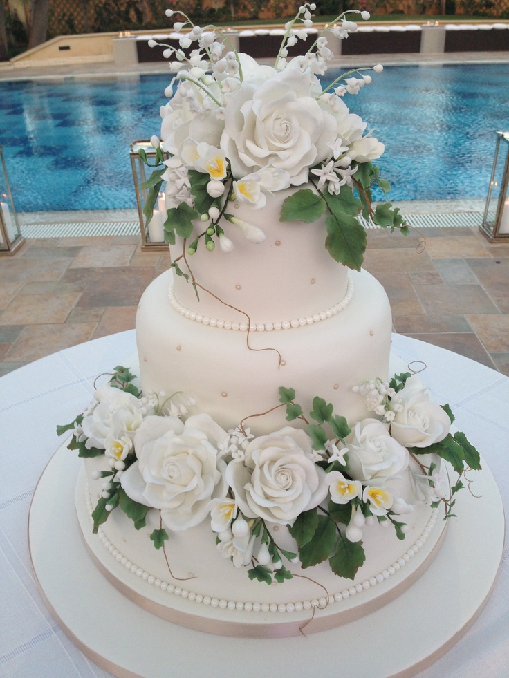 Edible Sugar Flowers Wedding Cake