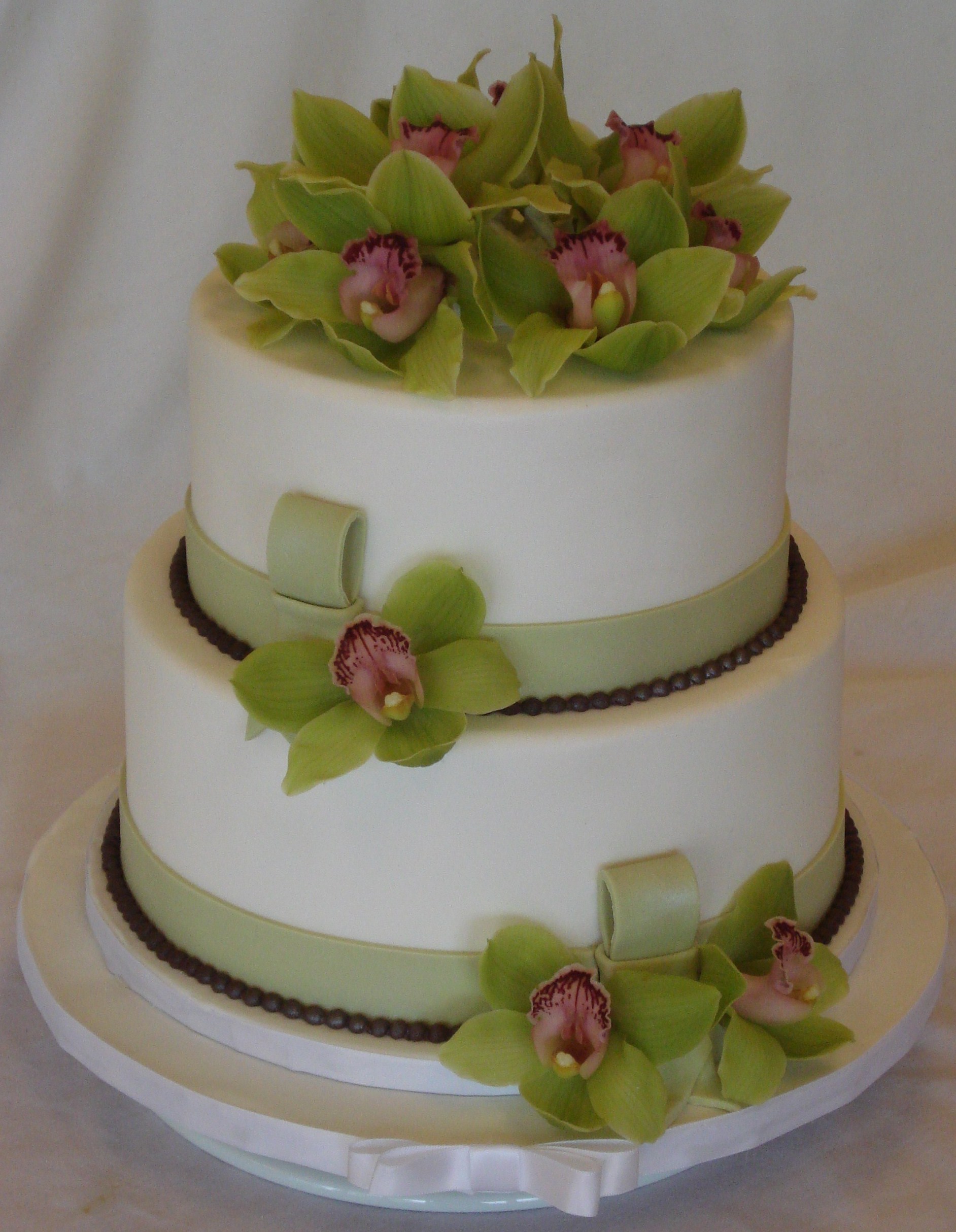 Elegant Birthday Cake with Orchids Elegant Birthday Cake with Orchids