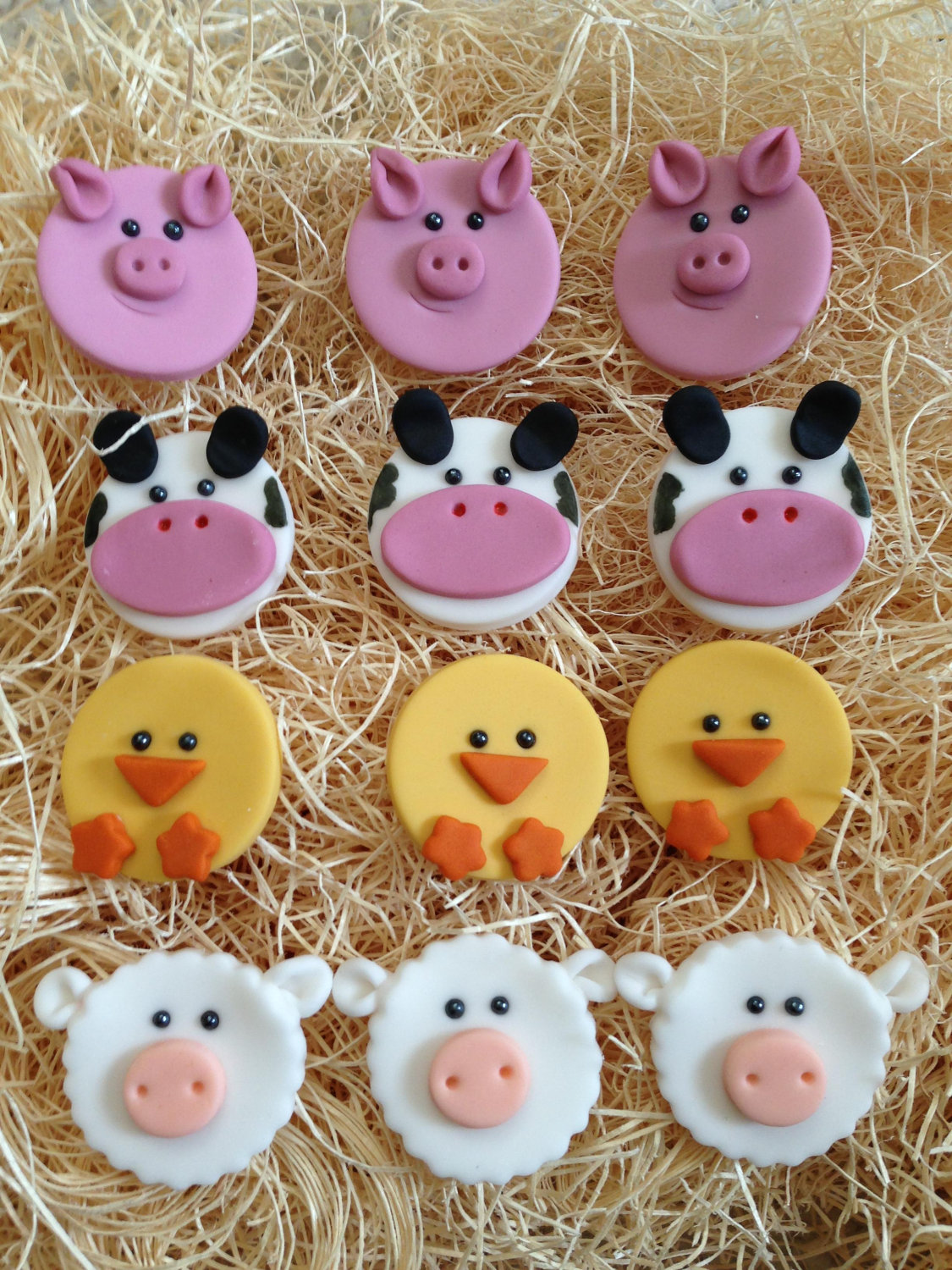 Farm Animal Fondant Cupcakes