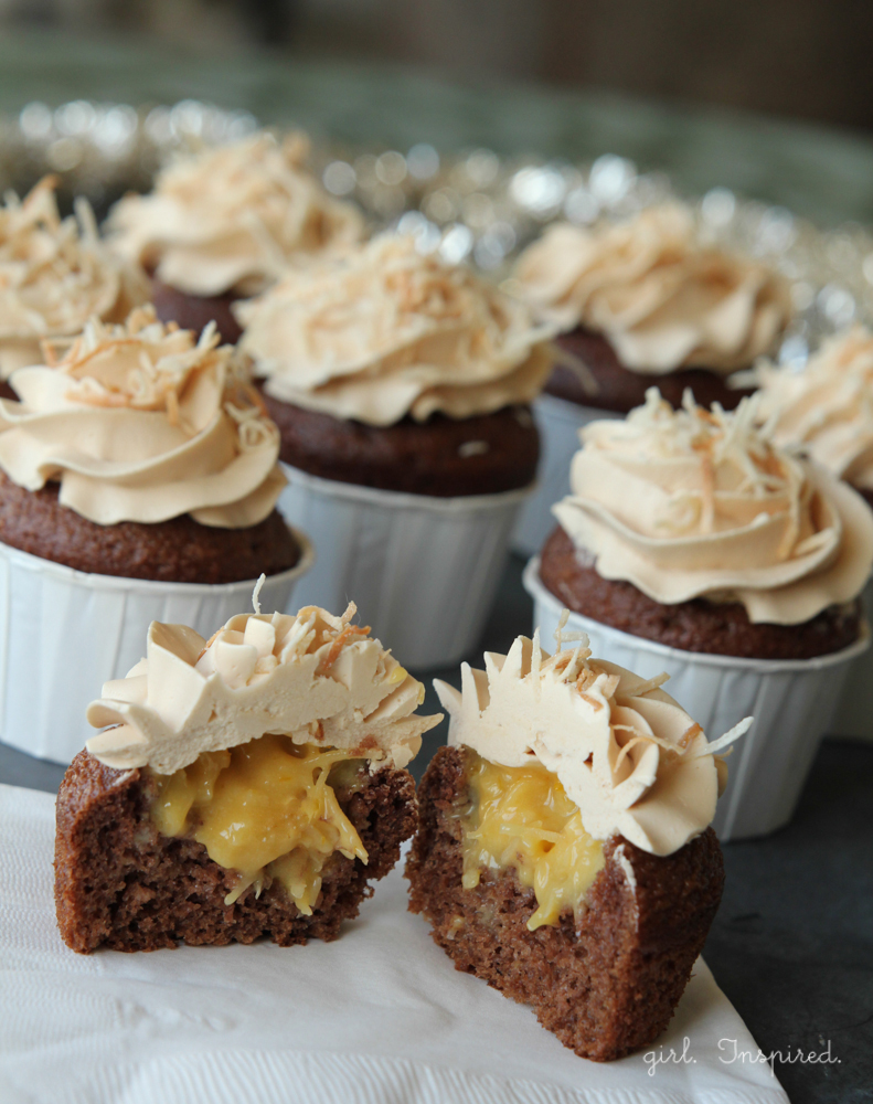 German Chocolate Cupcakes with Filling