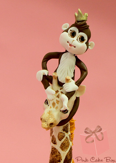Giraffe Monkey First Birthday Cake