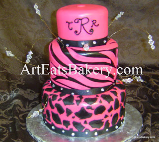 Girls Animal Print Fondant Birthday Cake Girls Animal Print Fondant Birthday Cake