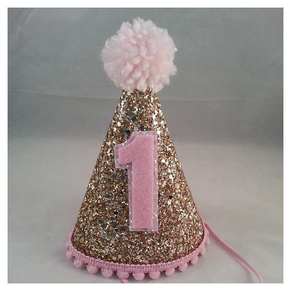 Gold and Pink 1st Birthday Cake