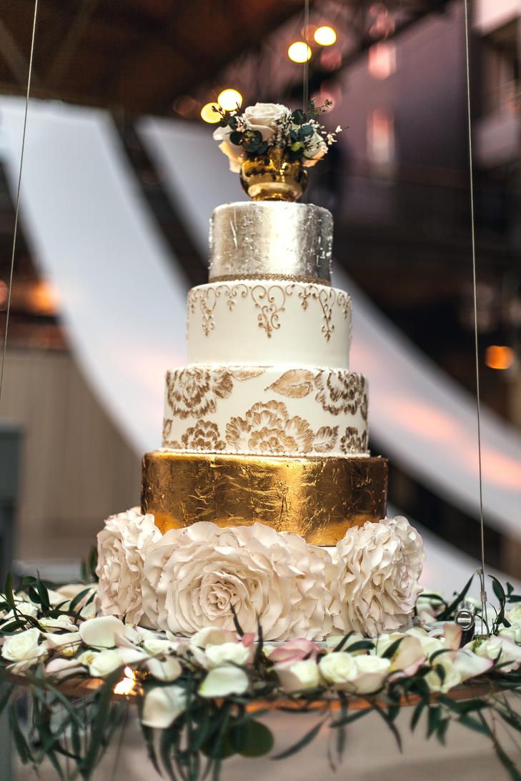 Gold and Silver Wedding Cake