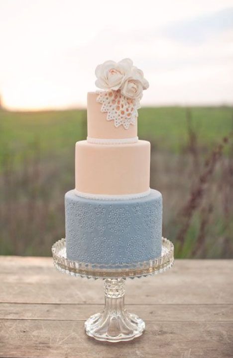 Gray and Peach Wedding Cake