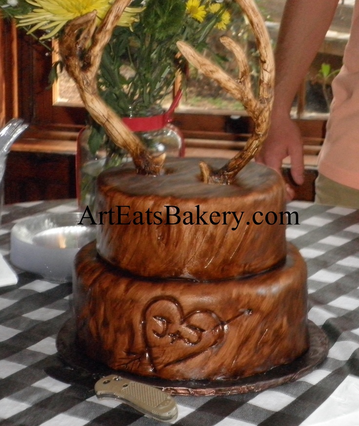 Grooms Cake with Deer Antlers