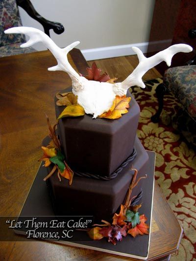 Grooms Cake with Deer Antlers