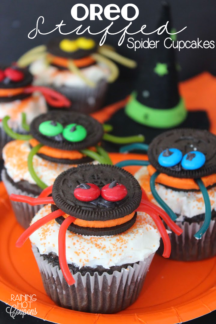 Halloween Spider Cupcakes with Oreos