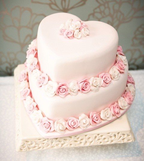 Heart Shaped Wedding Cake with Roses