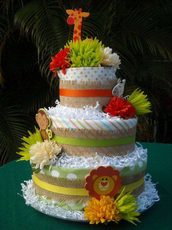 9 Photos of Jungle Safari Mini Diaper Cakes